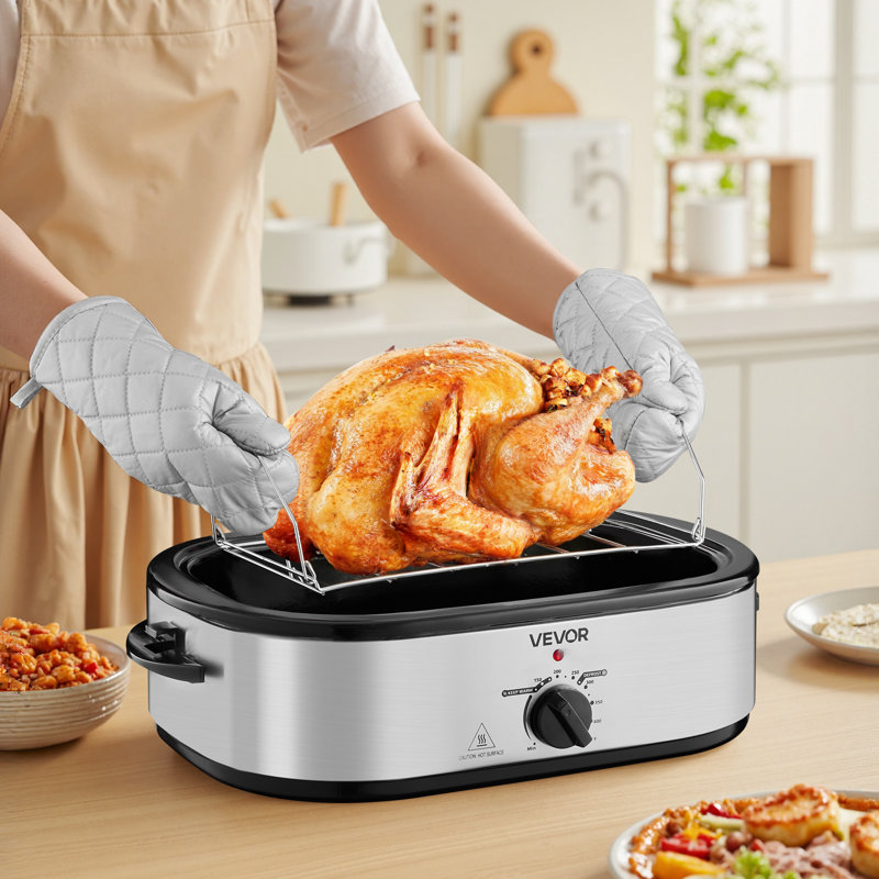 Electric Roaster Oven Electric Roasting Pan with 3 Bin Buffet Server, 14 quarts