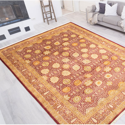 Tapis unique en laine noué à la main pako perse nouvel âge 9 pi 9 po x 13 pi 3 po bourgogne