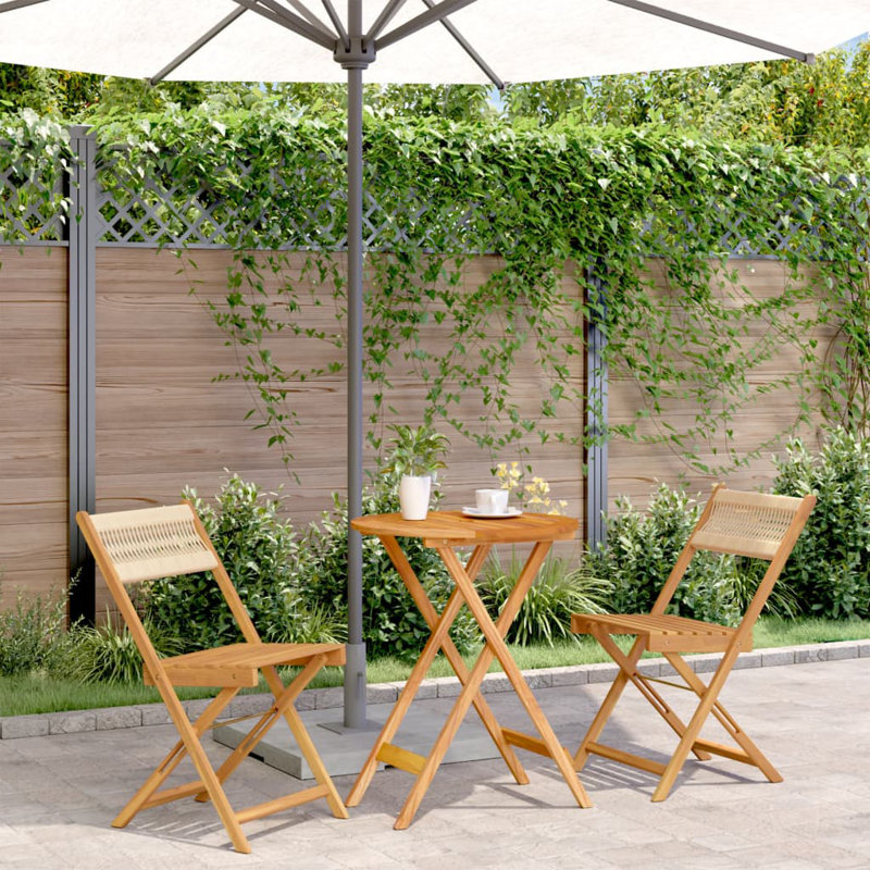 Ensemble de bistro d'extérieur 3 pièces vidaXL en polypropylène et bois massif, Beige
