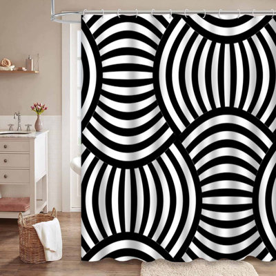 Rideau de douche imperméable noir et blanc Geo Mod