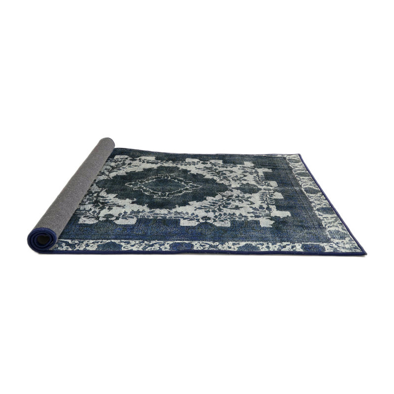 Tapis oriental ivoire / bleu, Rond 7 pi