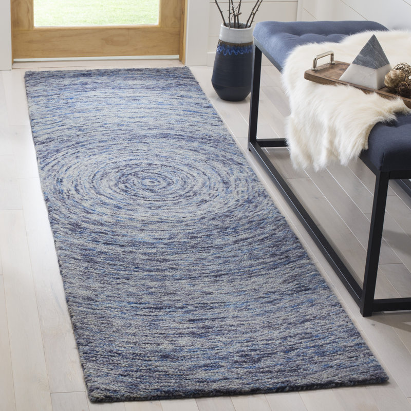Ikat Hand Tufted Wool Abstract Rug, Runner 2'3" x 12'