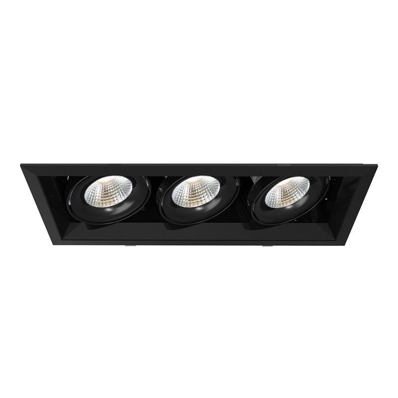 Ensemble de 3 ampoules encastrées carrées PAR20 3 lumières, Noir