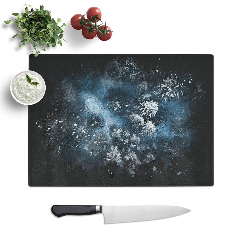 Tempered Glass Winter Forest in Bavaria Germany Paint Splash Chopping Board, 20 cm x 28.5 cm