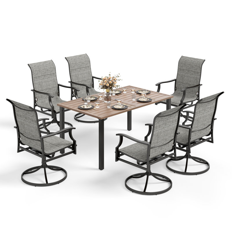Ensemble de salle à manger pour 6 personnes en métal avec table rectangulaire
