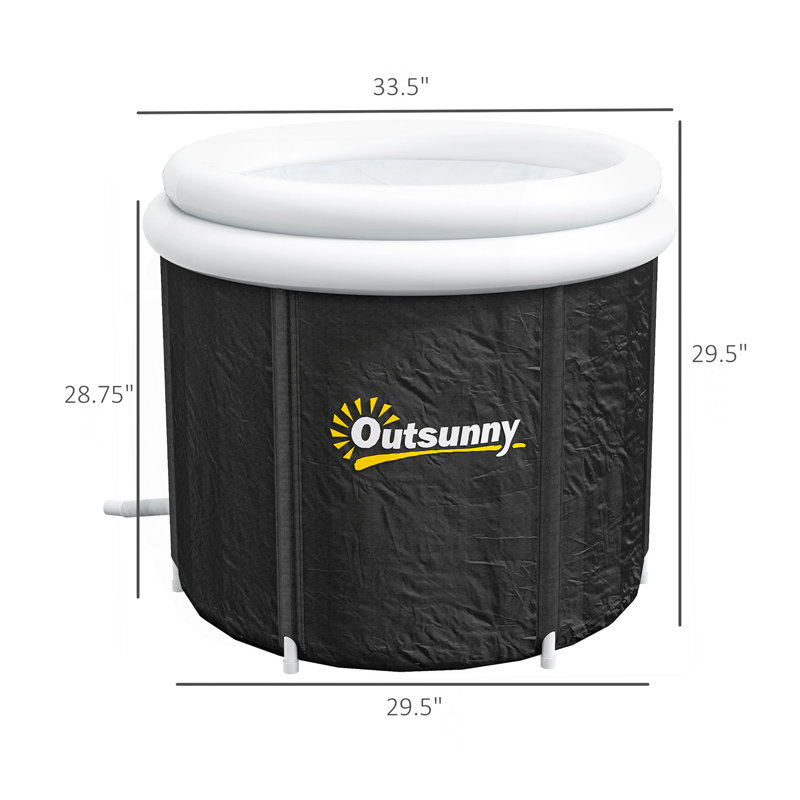 Outsunny Ice Bath Tub, 79 Gallon Outdoor Portable Cold Plunge Tub With Thermo Lid, Cover And Carry Bag For Athletes Recovery And Cold Water Therapy, Black