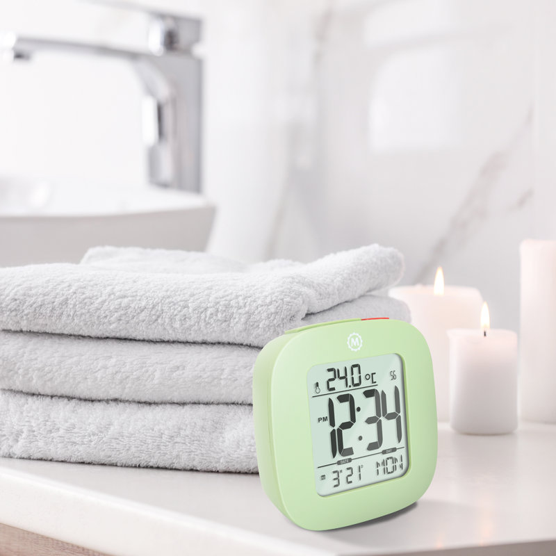 Compact Alarm Clock with Temperature and Date - Large, Easy to Read Display with Backlight, Green