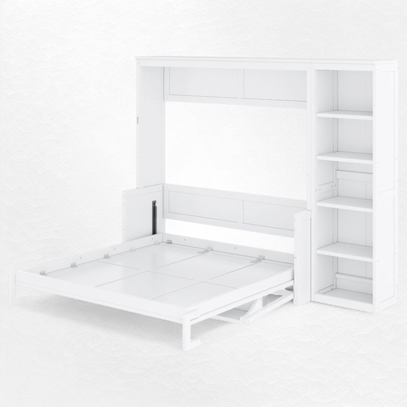 Lit escamotable avec tablette Murphy, Blanc, Grand