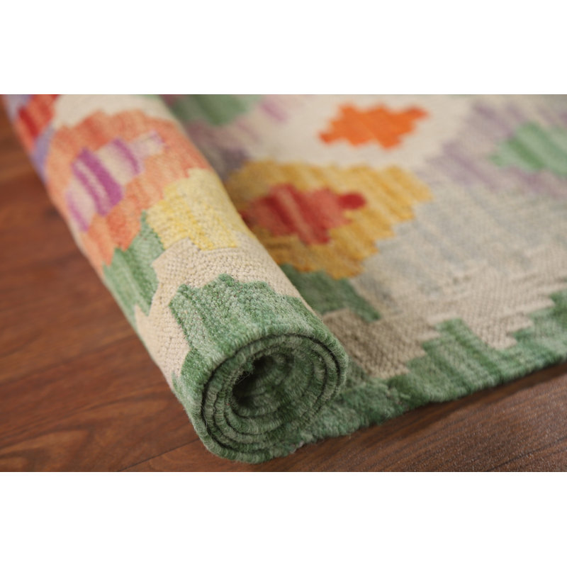 Tapis en laine multicolore réversible Kilim 4 x 5