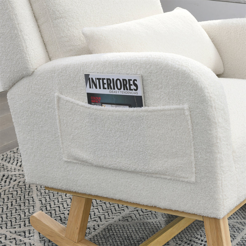 Fauteuil à bascule décontracté Janneke Welike, Velours blanc