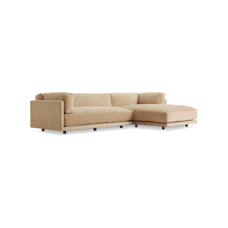 Sunday Chaise Sectional, Agnew Gray Textured Basketweave, Right Hand Facing