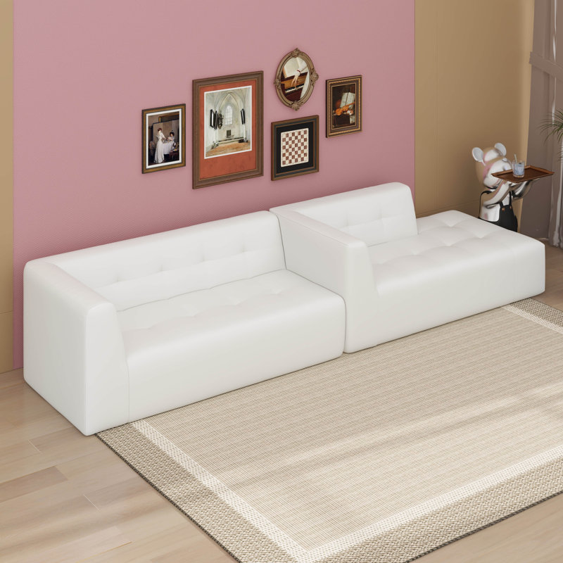 Ensemble de canapé modulaire modulaire, 2 pièces, sans ordinateur, en forme de L, Beige