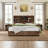 Bilal 51.2" King Size Bed Frame with Storage LED Bookcase Headboard&4 Storage Drawers,Brown-184046699-184046698