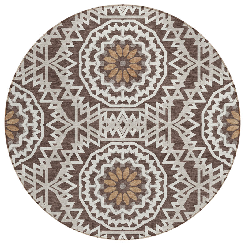 Kawon Geometric Indoor / Outdoor Rug, Round 8'