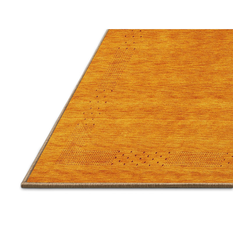 Tapis de zone orange contemporaine, Rectangle 5 pi x 7 pi
