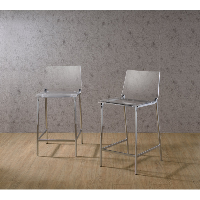 Basak Counter Stool with Metal Frame, Chrome 