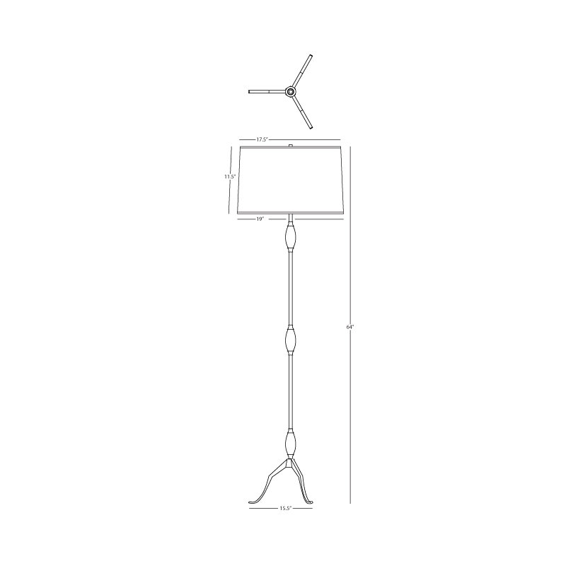 Grace 64.125'' Traditional Floor Lamp, Modern Brass