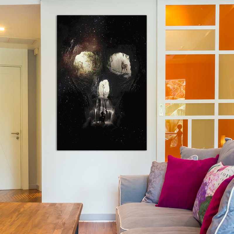 «Cave Skull» par Ali Gulec, impression sur toile tendue, H 40 po x l 26 po x P 1,5 po, Toile tendue, Pas de tapis