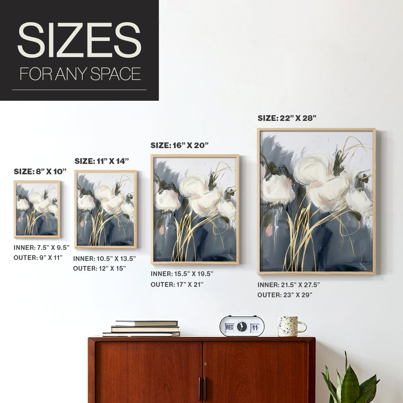 Reproduction encadrée FLORAL Series DCLxxix - bois massif, H 30 po x l 24 po