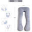 Oreiller pour la grossesse, oreiller complet en forme de U, coussin d'allaitement, de soutien et de maternité pour les femmes enceintes avec housse en velours amovible (gris)