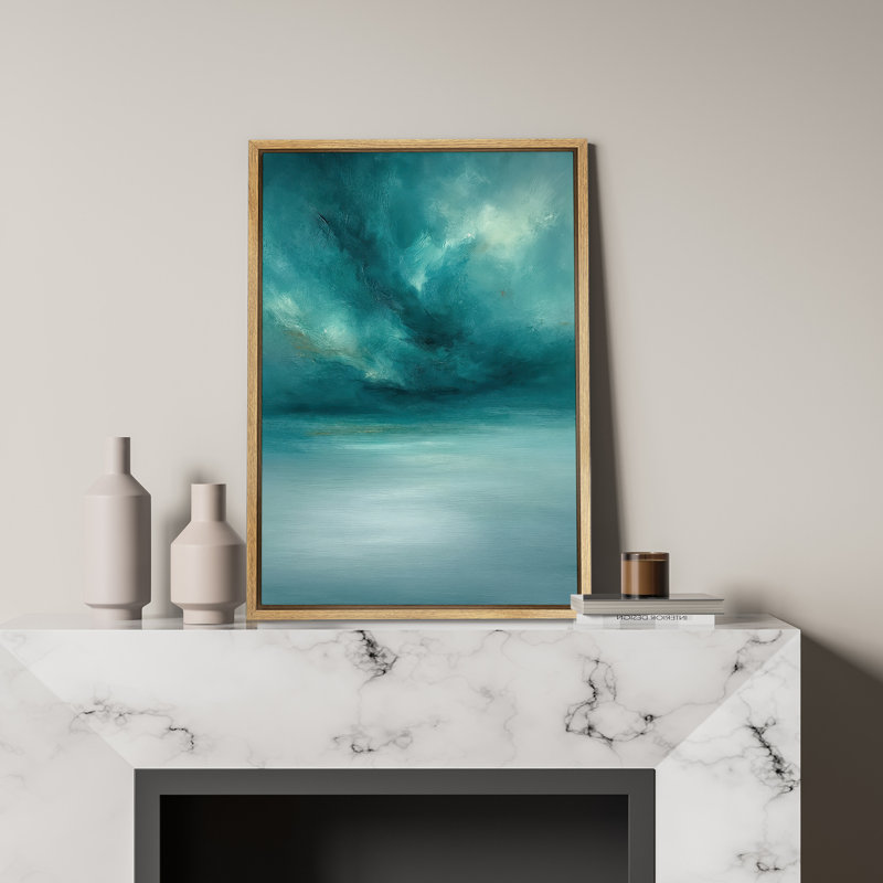 "Abstract Ocean", reproduction d'art sur toile encadrée turquoise moderne et bleu sarcelle pour le salon, la chambre à coucher ou le bureau