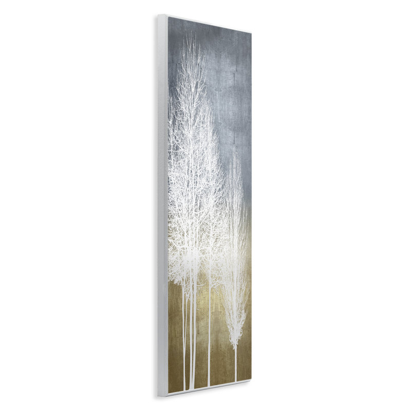 «Tall Tree Line Bare White Trees Over Abstract» par - impression