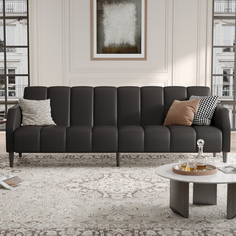 Canapé convertible en similicuir 77,56 po Fabry, Noir