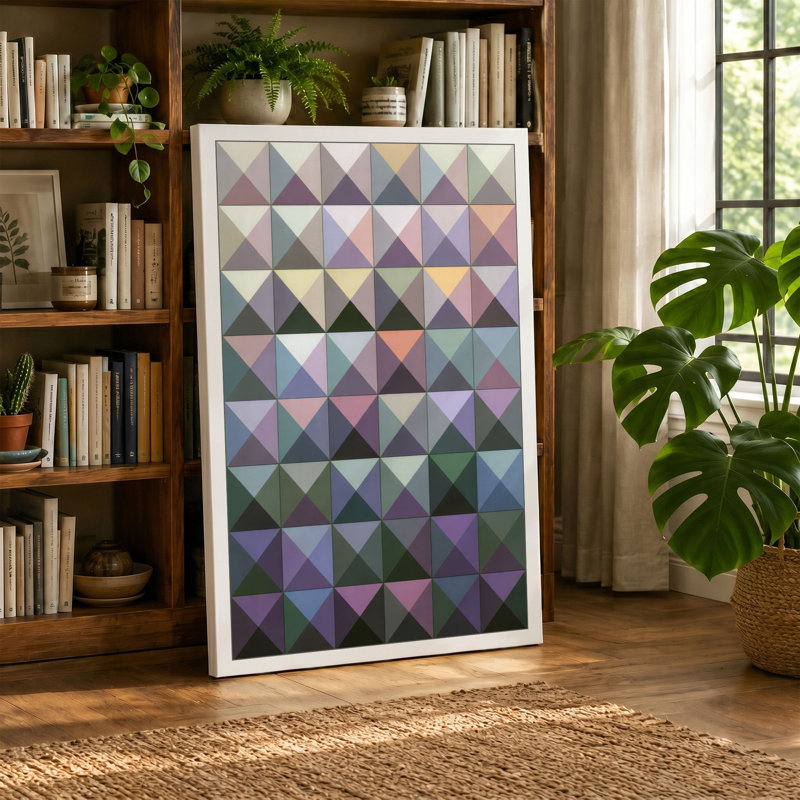 Rhythm Geometric 1 Piece Wrapped Canvas Wall Art, 30x20 - 76.2 x 50.8 cm, Teal Border
