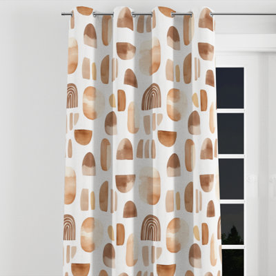 Rideaux géométriques en forme de cacao à motif œillets brun et beige - 1 panneau