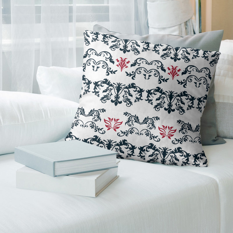 Housse de coussin Houston Football Baroque, Blanc/noir/rouge, Faux lin, 26 po x 26 po