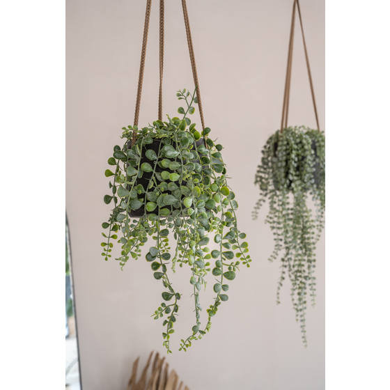 Gray Fiberstone Hanging Pot, Black, 6" W x 6" D x 6" H