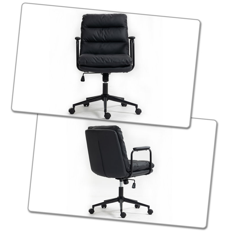 Chaise de bureau amovible moderne et confortable avec roulettes et accoudoirs à dossier rembourré pour chambre à coucher, bureau, salle d'ordinateur, bureau