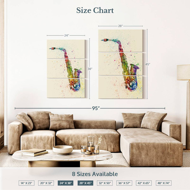 Abarca, saxophone abstrait I, H 38 po x l 24 po