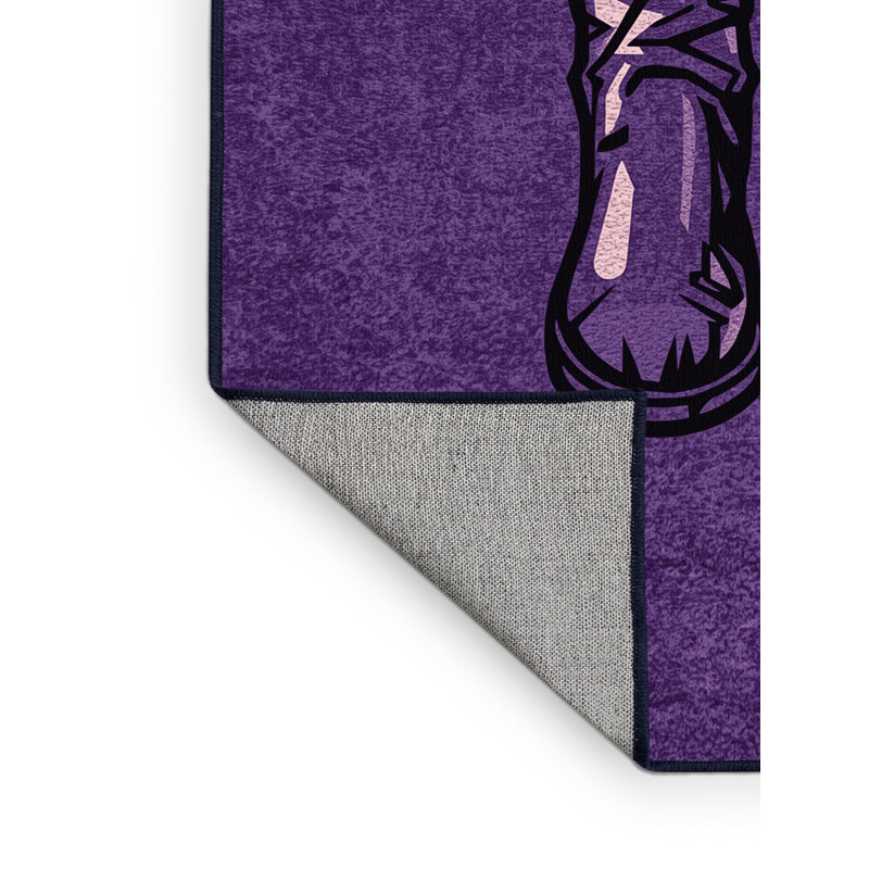 Machine Washable Pryer Halloween Modern & Contemporary Abstract Rug in Purple – Navy Binding, 6x9