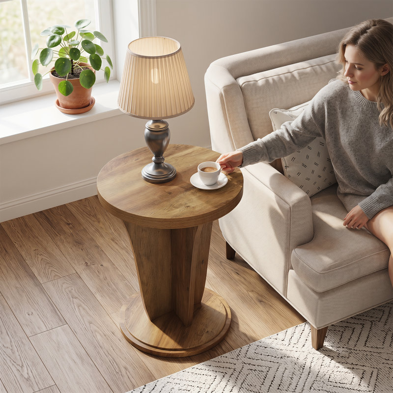 19.7" End Table with Pedestal Base