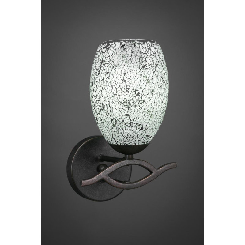 Hiroko Revo Wall Sconce Shown With 5" Black Fusion Glass, Dark Granite, White