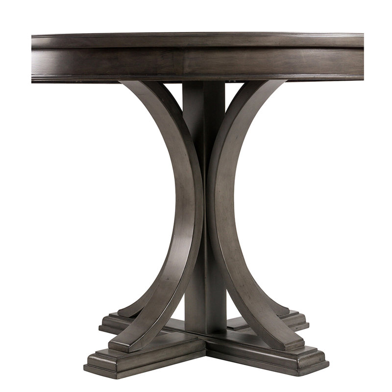 Table de salle à manger de 44 po en bois massif gris, pièce pivotante de pièce classique, sièges 4-6, table ronde avec support renforcé, élément important en bois, pièce, élément de stabilité