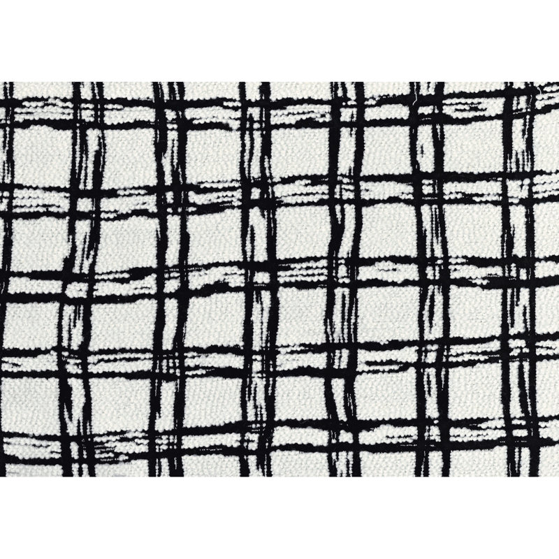 Pouf carré moderne 100% tissu blanc noir, antidérapant, 16 po x 16 po x 16 po, pieds, Black/White Striped