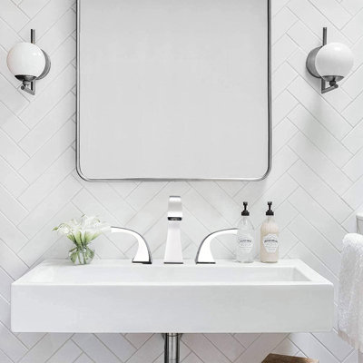 Caldridge Widespread Bathroom Faucet 3 Hole, 2-handle Bathroom Sink Faucet With Drain Assembly