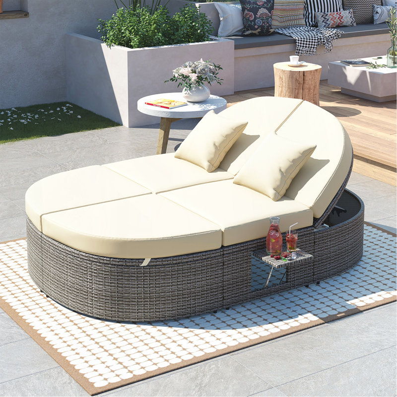 Lit de jour pour l'extérieur pour 2 personnes, Beige