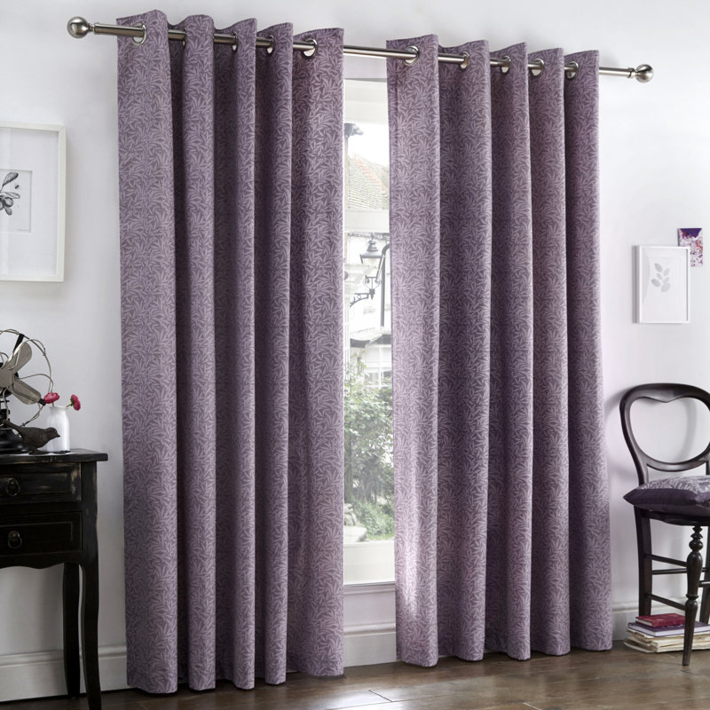 Eyelet Room Darkening Thermal Curtains, Heather