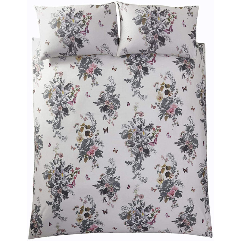 Cotton Floral Duvet Cover Set with Pillowcases Included, Double Duvet Cover + 2 Standard Pillowcases
