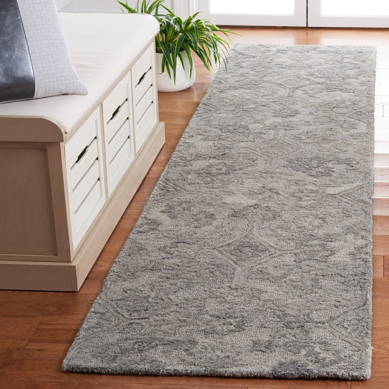 Tapis gris touffeté à la main Marnell, Tapis de couloir 2 pi 3 po x 9 pi