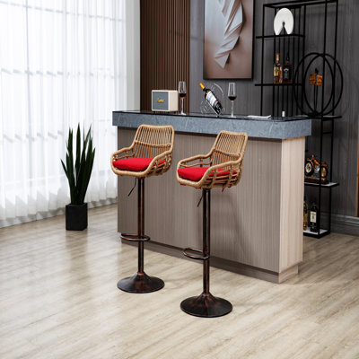 Danyu Swivel Upholstered Adjustable Height Counter Stool
