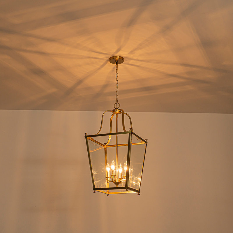 Lustre rectangulaire en verre transparent 4 lumières