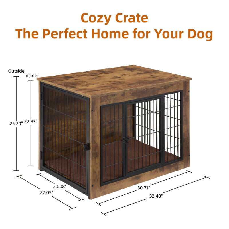 Furniture Style Dog Crate With Mat, Medium (25.2" H x 22" W x 32.5" D)
