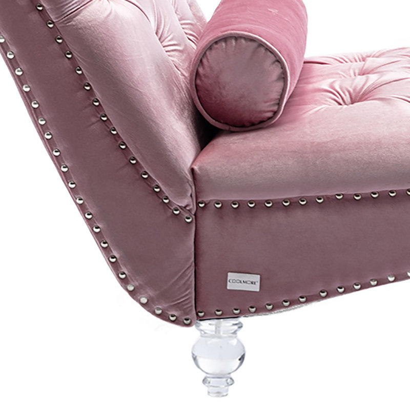 Chaise longue rembourrée en velours Jakolbi Elegant, Velours rose