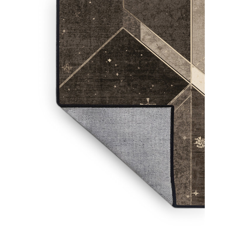 Machine Washable Pantelie Posh & Luxe Starburst Rug in Brown –  Binding, 5 x 7