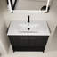 Meuble-lavabo autoportant de 36 po, lavabo en céramique, structure d'armoire en contreplaqué, 2 portes, meuble-lavabo à finition chêne noir avec armoire, autoportant, abat-jour foncé
