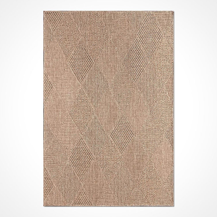 Alegre Bordered Power Loomed Tan Indoor/Outdoor Rug Gracie Oaks Rug Size: Rectangle 6'7 x 9